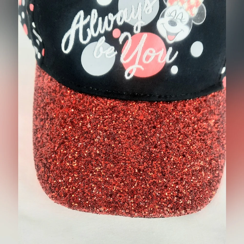 Disney Parks Minnie Mouse Youth Hat Glitter Sequin Bow Always Be You Cap Black